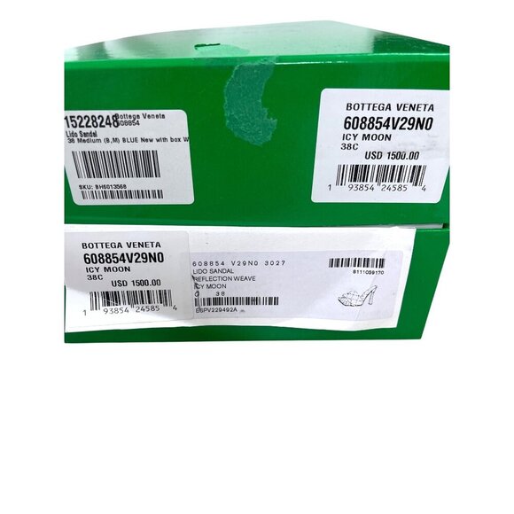 New Bottega Veneta $1500 Lido Icy Moon Blue Quilted Leather Heeled Mule Shoes 38 - Picture 10 of 12